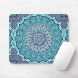 Aquarell-Mandala in Türkis und Lila Mousepad