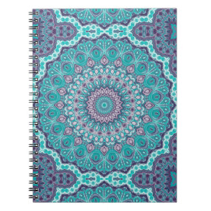 Aquarell-Mandala in Türkis und Lila Notizblock