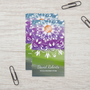 AQUARELL-MANDALA-LOGO KUNDENGEBUNDENER YOGA-LEHRER VISITENKARTE