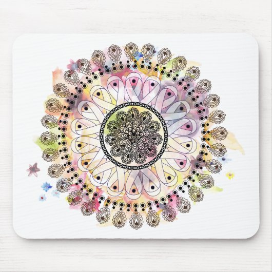 Aquarell-Mandala Mousepad (Vorne)