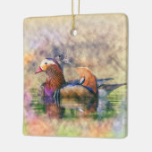 Aquarell-Mandarinen-Enten Feng Shui Symbol Keramikornament (Links)