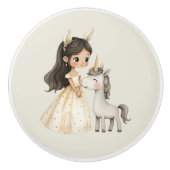 Aquarell-Märchenprinzessin Whimsical Keramikknauf (Vorderseite)