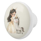 Aquarell-Märchenprinzessin Whimsical Keramikknauf (Rechts)