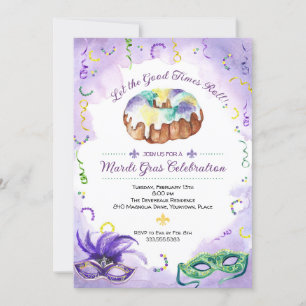 Aquarell Mardi Gras, Fettdienstag-Party Einladung