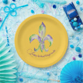 Aquarell-Mardi-Gras-Fleur-de-Lis Pappteller (Party)