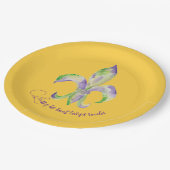 Aquarell-Mardi-Gras-Fleur-de-Lis Pappteller (Schrägansicht)