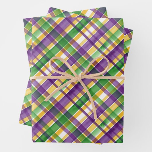 Aquarell-Mardi-Gras-Karo Geschenkpapier Set (Beispiel)