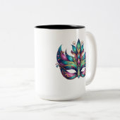 Aquarell Mardi Gras Maske Zweifarbige Tasse (VorderseiteRechts)