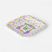 Aquarell-Mardi-Gras-Monogrammwappen Pappteller (Gewinkelt)
