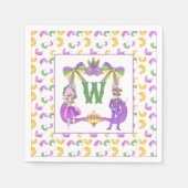 Aquarell Mardi Gras Monogrammwappen Serviette (Vorderseite)