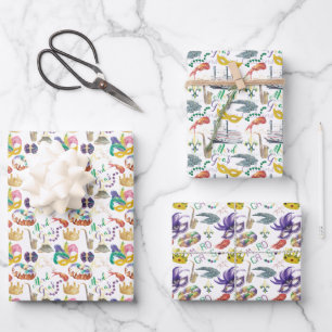 Aquarell-Mardi-Gras-Thema Geschenkpapier Set