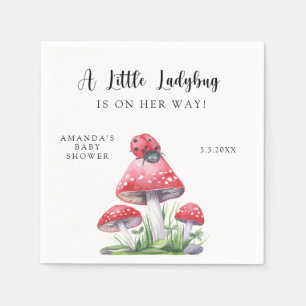 Aquarell-Marienkäfer ist auf dem Weg! Baby Shower Serviette