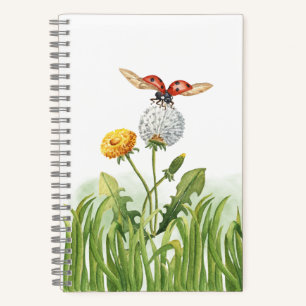 Aquarell-Marienkäfer und Löwenzahn Notizblock