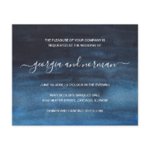 Aquarell marineblaue Hochzeits-Einladung zum günst