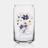Aquarell Marineblauer Blumenstrauß Personalisiert Dosenglas (Rückseite)
