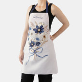 Aquarell Marineblauer Blumenstrauß Personalisiert Schürze (InSitu)