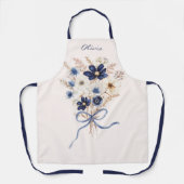 Aquarell Marineblauer Blumenstrauß Personalisiert Schürze (Vorderseite)