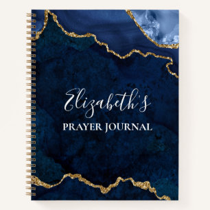 Aquarell-Marmor-Gold-Blau-Geoden-Gebetsjournal Notizblock