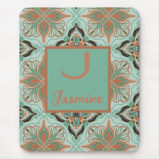 Aquarell Marokkanische Vintage Blütenminze Mousepad (Vorne)