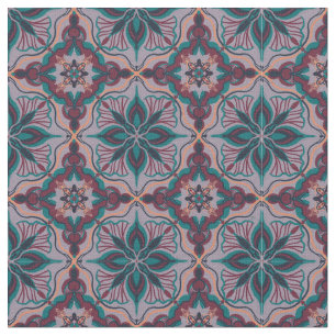 Aquarell Marokkanischer Lila geometrischer Rahmen Stoff