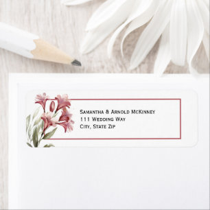 Aquarell-Marone-Blumen-Hochzeitsadresse