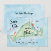 Aquarell Marthas Vineyard Karte Save-the-Date (Vorne/Hinten)