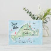 Aquarell Marthas Vineyard Karte Save-the-Date (Stehend Vorderseite)