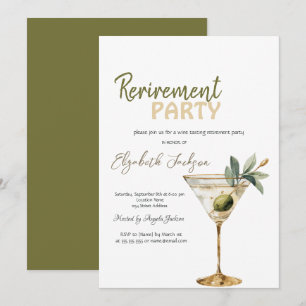 Aquarell-Martini-Glas-Ruhestandsfeier Einladung