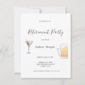 Aquarell Martini, Party für die Beer-Rente Einladung (Vorderseite)