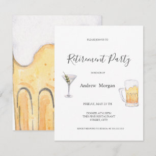 Aquarell Martini, Party für die Beer-Rente Einladung