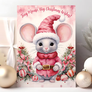 Aquarell-Maus Große Weihnachtswünsche Feiertagskarte