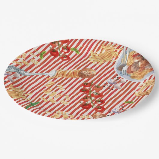 Aquarell Meatball Italienische Lebensmittelillustr Pappteller (Schrägansicht)