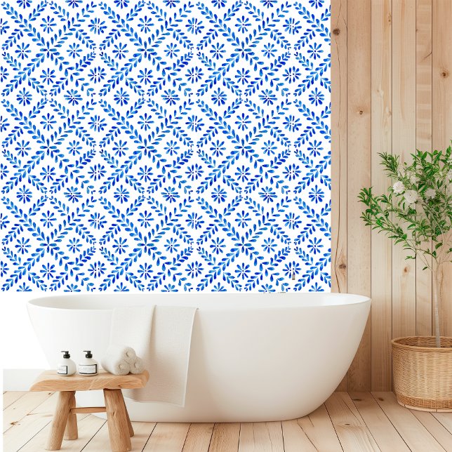 Aquarell Mediterrane Blauer Tile Tapete (Von Creator hochgeladen)
