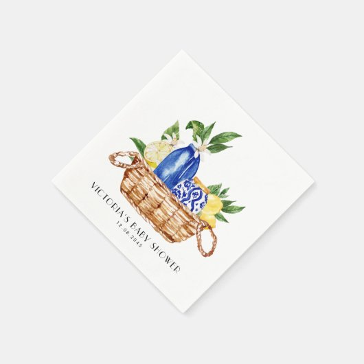 Aquarell Mediterrane Körbe Babydusche Serviette (Ecke)