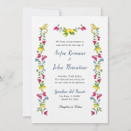 Aquarell Mediterraner Garten Blumen Einladung