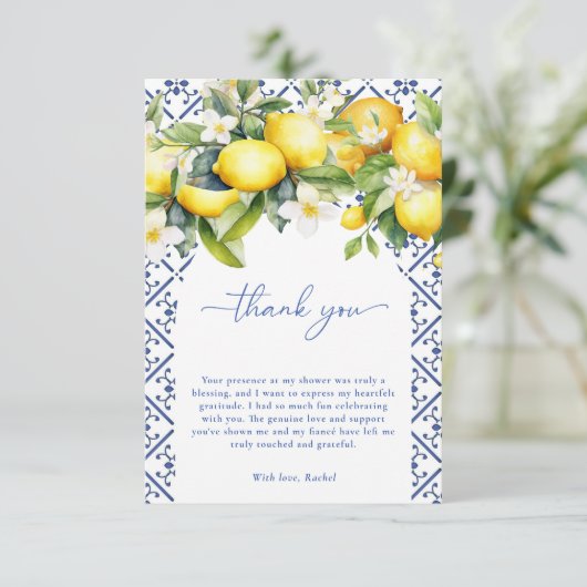 Aquarell Mediterranes italienisches Brautparty Dankeskarte (Stehend Vorderseite)