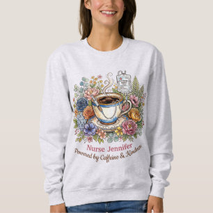 Aquarell Medizin Kaffee Floral Personalisierter Na Sweatshirt
