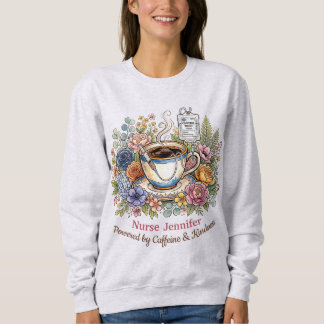 Aquarell Medizin Kaffee Floral Personalisierter Na Sweatshirt