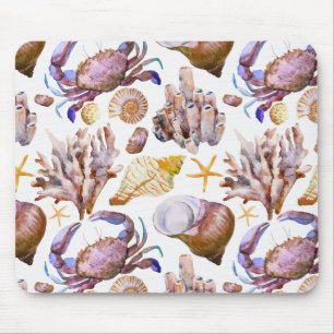 Aquarell-Meer-Lebens-Muster 4 Mousepad