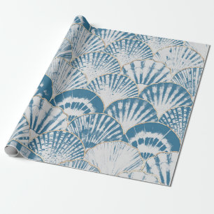 Aquarell-Meeresschale japanische Wellen nahtloses Geschenkpapier