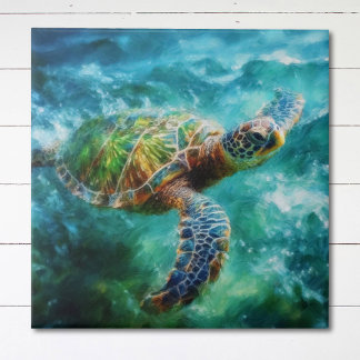 Aquarell Meeresschildkröte Fliese