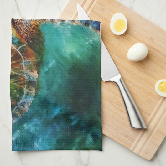 Aquarell Meeresschildkröte Geschirrtuch (Viertel Falte)