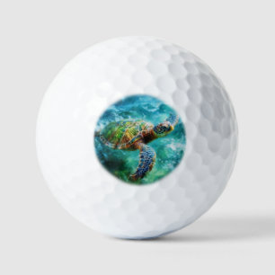 Aquarell Meeresschildkröte Golfball