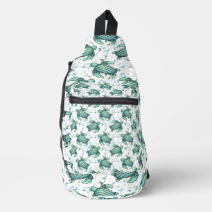Aquarell Meeresschildkröte grün blau Muster Tier Crossbody Bag