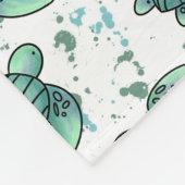 Aquarell Meeresschildkröte grün blau Muster Tier Fleecedecke (Ecke)