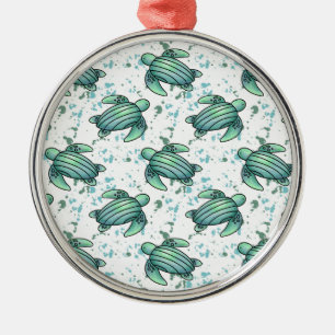 Aquarell Meeresschildkröte grün blau Muster Tier Ornament Aus Metall
