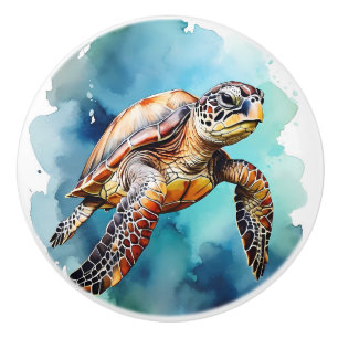 Aquarell Meeresschildkröte Keramikknauf