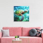 Aquarell Meeresschildkröte Leinwanddruck (Insitu (Wohnzimmer))
