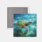 Aquarell Meeresschildkröte Magnet (Vorderseite/Rückseite)