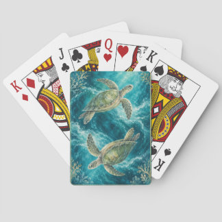 Aquarell Meeresschildkröte Ozean Spielkarten